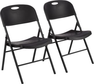 Amazon Basics Klappbarer Kunststoff-Stuhl, 157,5 kg Tragkraft, Schwarz, 2er-Set