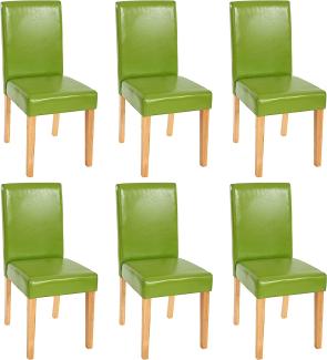 6er-Set Esszimmerstuhl Stuhl Küchenstuhl Littau ~ Kunstleder, grün, helle Beine