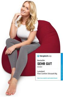 Lumaland Flexi Comfort Sitzsack - Premium Bean Bag Sitzkissen - Medium 142 x 84 cm - Rot