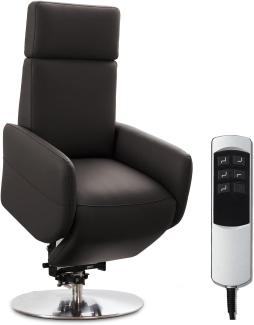 Cavadore 'Cobra' TV-Sessel/Fernsehsessel mit 2 E-Motoren, Akku und Aufstehhilfe/Relaxfunktion, Liegefunktion Mokka Ergonomie L