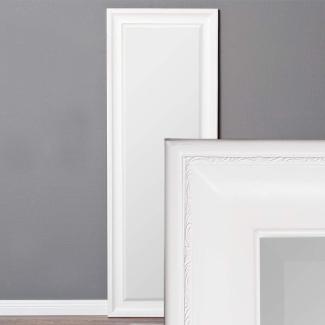Wandspiegel COPIA 140x50cm Pur-Weiß Spiegel Barock Holzrahmen Facette