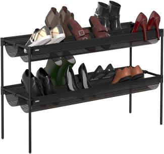 Umbra Shoe Sling Schuhablage, Stapelbares Schuhregal mit 4 Stoffablagen auf 2 Ebenen für bis zu 16 Paar Schuhe, Schuh Ablage, Schwarz, 92 cm, 1009488-040