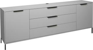 Lowboard für TV Hifi BONNIE in Kreidegrau matt Lack ca. 216 x 80 x 45 cm mit Vierkant Füsse