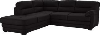 Mivano Ecksofa Royale / Zeitloses L-Form-Sofa mit Ottomane und hohen Rückenlehnen / 246 x 90 x 230 / Lederoptik, schwarz