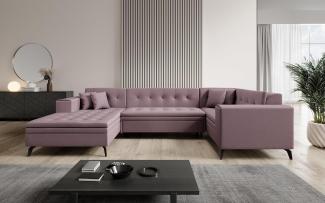 Designer Sofa Neola mit Schlaffunktion Stoff Rosé Links