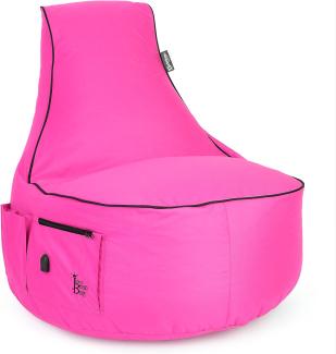 BuBiBag Gaming Sitzsack zum Zocken mit -Anschluss & Taschen, Halterung, Gamer Sessel für Kinder und Erwachsene, Beanbag Indoor und Outdoor - JokerBag (Pink)