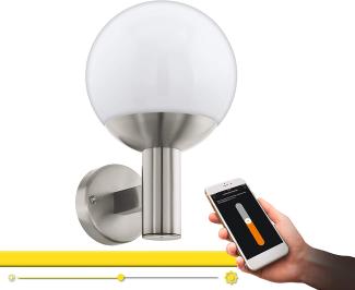 LED Außenwandlampe, Smart Home, Edelstahl, H 31,5 cm