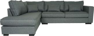 Ecksofa HWC-J58, Couch Sofa mit Ottomane links, Made in EU, wasserabweisend 295cm ~ Stoff/Textil grau