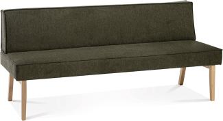 Möbel-Eins LORAN Polsterbank/Küchenbank ohne Armlehnen, Material Massivholz Eiche, Stoffbezug in 2 Farben erhältlich 200 cm Olivgrün