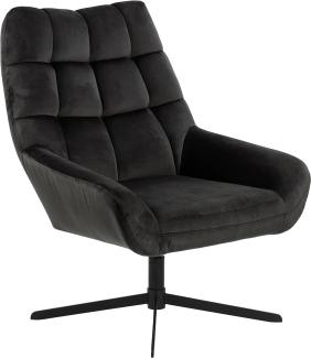 AC Design Furniture Pareesa Lounge Sessel mit Drehfunktion, Bezug in Graubraun und Schwarzen Stahlbeinen, Polstersessel im Modernen Stil, Wohnzimmermöbel, B: 73 x H: 88 x T: 82 cm