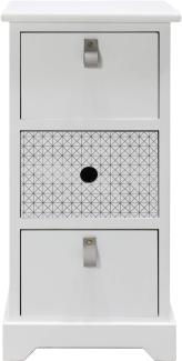 Rebecca Mobili Kleiner Nachttisch, 3 Schubfächer, MDF Holz, Weiß Grau, Modern, Fürs Badezimmer - Größe: 59,5 × 30 × 25 cm (H×B×T) - Art. RE6598