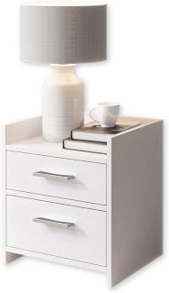 CARLO Nachttisch, Weiß - Moderner Nachtschrank mit Schubladen und viel Stauraum - 38 x 51 x 35 cm (B/H/T)
