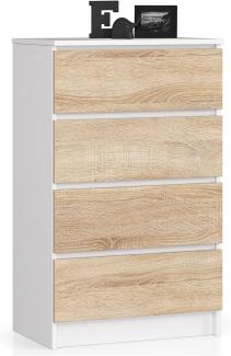 Akord Kommode mit 4 Schubladen Beistellschrank Highboardmodernes Sideboard für Wohnzimmer Esszimmer Schlafzimmer Flur Badezimmer 60x99x40cm