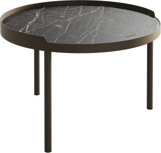 Couchtisch Torell 50x50 cm Keramik Laminam®Noir Desir Braun Metallrahmen Effektfinish Titan