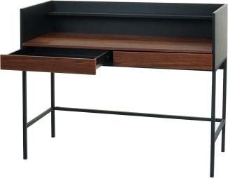 Schreibtisch HWC-J79, Bürotisch Computertisch Arbeitstisch, Schublade 120x50cm Holz Metall ~ Walnuss-Optik