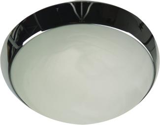 LED-Deckenleuchte rund, Glas Alabaster, Dekorring Chrom, Ø 30cm