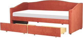 Tagesbett Polsterbezug rot mit Bettkasten 90 x 200 cm VITTEL