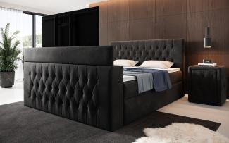 Boxspringbett Velano mit TV Lift und Stauraum 180x200 Schwarz H2