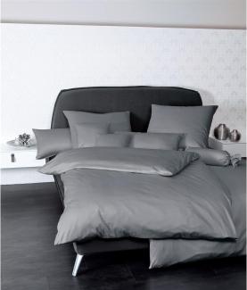 Janine Mako Satin Bettwäsche 2 teilig Bettbezug 155 x 200 cm Kopfkissenbezug 80 x 80 cm Colors 31001-48 graphit