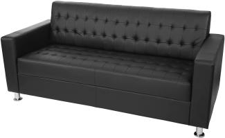 3er Sofa Kunda, Couch Loungesofa, Kunstleder, Metall-Füße 180cm ~ schwarz