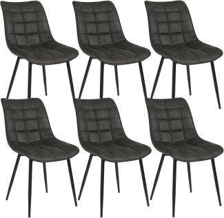 WOLTU 6 x Esszimmerstühle 6er Set Esszimmerstuhl Küchenstuhl Polsterstuhl Design Stuhl mit Rückenlehne, mit Sitzfläche aus Stoffbezug, Gestell aus Metall, Anthrazit, BH247an-4