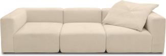 DOMO. collection 3 Couch, Sofa, Modulsofa, 3 Sitzer aus DREI Modulen, beige, 301 x 108 cm
