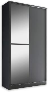 ALEDO Eleganter Kleiderschrank mit großer Spiegeltür & ausziehbarer Kleiderstange - Vielseitiger Schiebetürenschrank in Graphit - 120 x 220 x 45 cm (B/H/T)