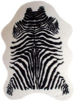 Kunstfell Teppich- Zebra Schwarz Weiß in 3 Größen, Tier Fell, Tiermuster in Weiß Schwarz 110 x 150 cm