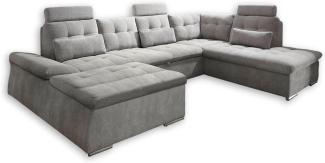 Couch NALO Sofa Schlafcouch Wohnlandschaft Bettsofa schlamm grau U-Form rechts