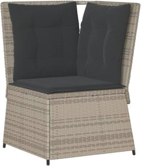 Garten-Ecksofa mit Kissen Hellgrau Poly Rattan 368987