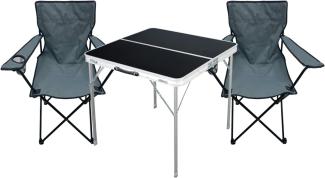 3-teiliges Campingmöbel Set Tisch schwarz + Campingstühle mit Tasche