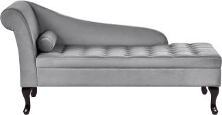 Chaiselongue Samtstoff hellgrau mit Bettkasten linksseitig PESSAC