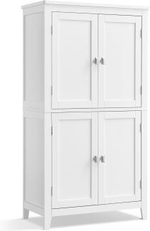 VASAGLE Badezimmerschrank, Badschrank, Küchenschrank mit 4 Türen, verstellbare Ablagen, 30 x 60 x 110 cm, klassikweiß BBC552P31