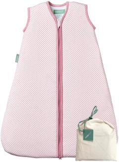 molis&co - Baby Schlafsack ärmellos - Ideal für Frühling und Herbst - Babyschlafsack 1 tog ohne Ärmel - Leicht gepolstert - 100% Baumwolle (Oeko-TEX 100), Premium Qualität - Vichy Pink (95 cm)