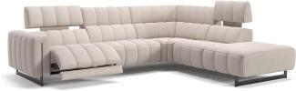Sofanella Wohnlandschaft Veneto Stoff Ecksofa Couch in Creme M: 306 x 281 Breite x 101 Tiefe