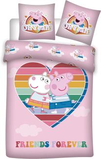 Nickelodeon Bettbezug Herz Peppa Pig 140 x 200 cm Polyester rosa