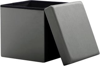 Zedelmaier Sitzhocker Sitzwürfel mit Stauraum Fußbank Truhen Aufbewahrungsbox faltbar belastbar bis 300 kg, Deckel abnehmbar, 38 x 38 x 38 cm (Grau)