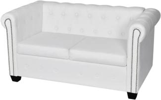 vidaXL Chesterfield Sofa 2-Sitzer Kunstleder Weiß