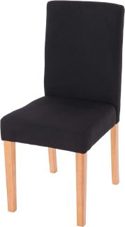 Esszimmerstuhl Littau, Küchenstuhl Stuhl, Stoff/Textil ~ schwarz, helle Beine