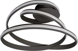 LED Deckenlampe schwarz, Ring Design, 3 Stufen Dimmer, L 56 cm