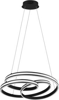 Große LED Pendelleuchte NURIA dimmbar, geschwungen Ø 60cm, Schwarz