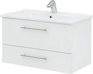 SCHILDMEYER Waschtisch mit Waschbecken Unterschrank Badmöbel weiß 85x52,5x45,5cm