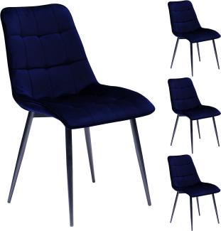 4 x Stuhl Triest blau Samt 4-Fuß