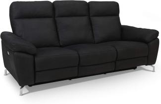 Ibbe Design Schwarz Stoff 3er Sitzer Relaxsofa Couch mit Elektrisch Verstellbar Relaxfunktion Heimkino Sofa Doha mit Fussteil, Federkern, 222x96x101 cm
