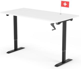 manuell höhenverstellbarer Schreibtisch EASY 160 x 80 cm - Gestell Schwarz, Platte Weiss