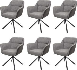 6er-Set Esszimmerstuhl HWC-K33, Küchenstuhl Stuhl, drehbar Auto-Position, Stoff/Textil ~ Kunstleder, grau-dunkelgrau