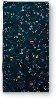 Pip Frotte-Duschtuch Les Fleurs dark blue 70x140 cm Handtuch Baumwolle