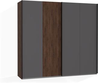 Möbel-Eins QUERRY Kleiderschrank, Material Dekorspanplatte, Grau/Bakersfield Walnuss Nachbildung 270 cm