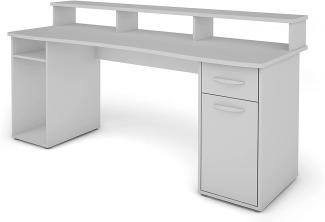 Schreibtisch, Holzwerkstoff Spanplatte weiß, B 180 x H 93 x T 65 cm