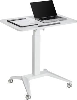 Maclean MC-453 Mobiler Laptop-Schreibtisch mit Pneumatischer Höhenverstellung Laptoptisch mit Rollen, 80x52 cm, max. 8 kg, Höhenverstellbar max. 109 cm (Weiß)